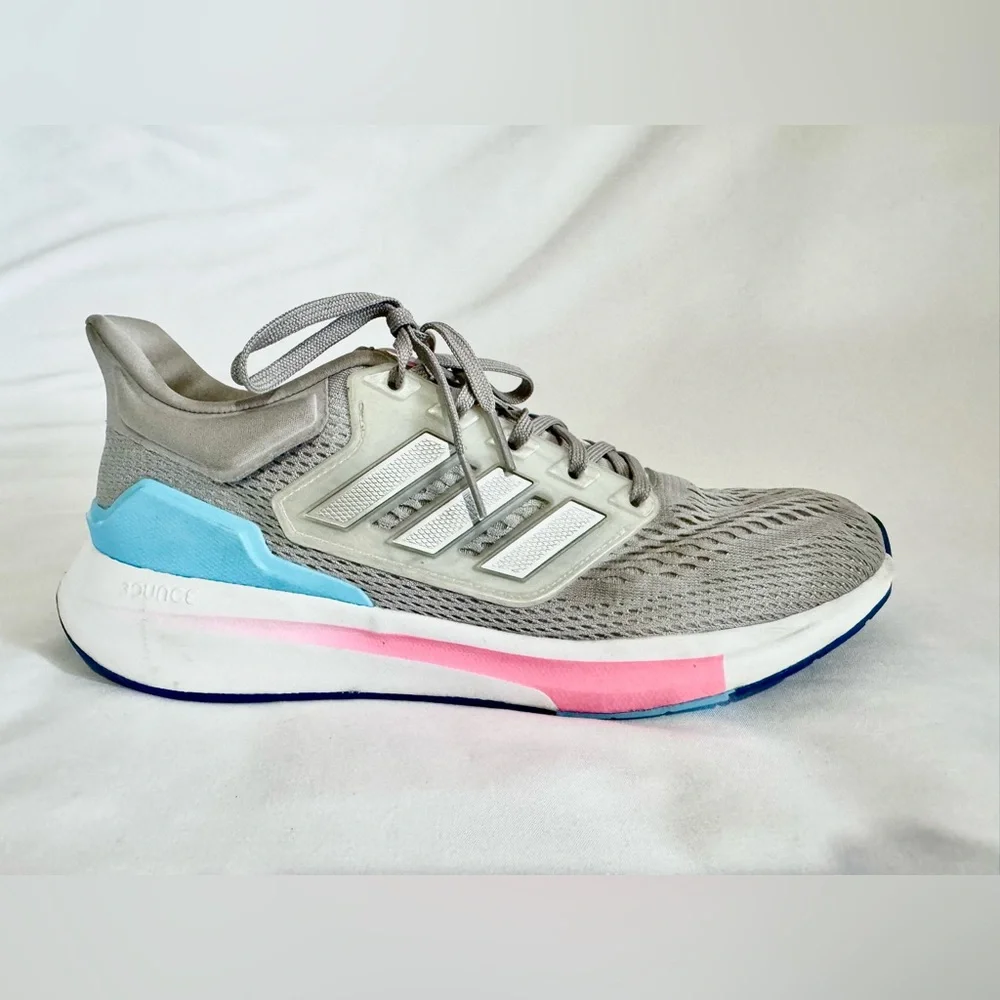 ADIDAS EQ21 Run Running Shoe Performance Gray Pink Blue White‎ Women’s Size 9.5 - Picture 9 of 10
